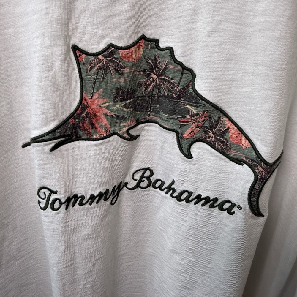 Rare Tommy Bahama Billboard Marlin Shirt Mens XL White Embroidered Long Sleeve